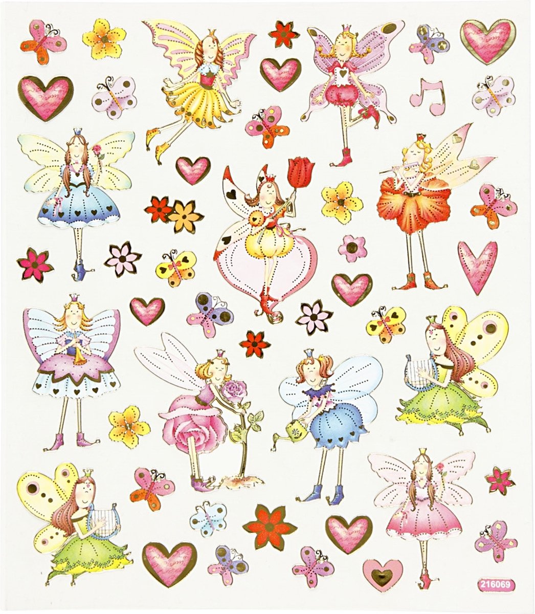 Fancy glitter stickers, vel 15x16,5 cm, elfen, 1vel [HOB-28907]